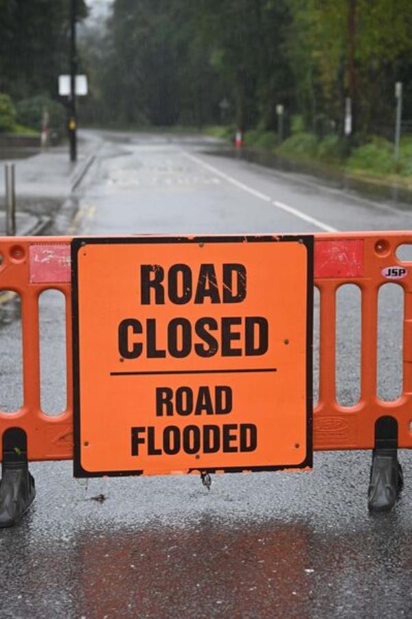 The Cloghroe-Healy's Bridge road in Co. Cork closed due to flooding during Storm Babet. Picture: Denis Minihane.