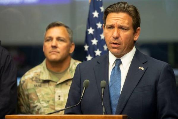 Gov. Ron DeSantis speaks on state preparedness ahead of Hurricane Milton at the Emergency Operations Center in Tallahassee, Wednesday, Oct. 9, 2024.