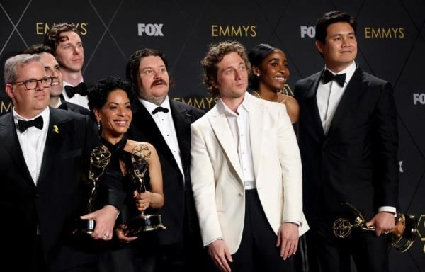 The cast of "The Bear" at the Emmy Awards in January 2024